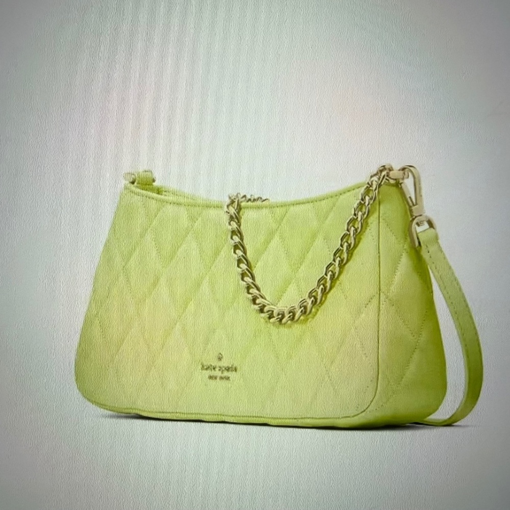 NEW Kate Spade Carry Convertible Crossbody Leather Quilted Lime Bag | KH428